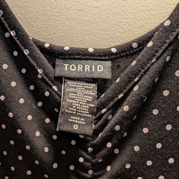 Torrid Polka Dot V-Neck Lace Trim Tunic | Size O (12 L) - Picture 6 of 9